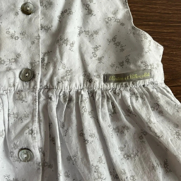 TARTINE ET CHOCOLAT Bébé/Baby | White dress with Grey/Grey Flowers - Picture 7 of 14